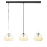 Brilliant Kaizen Pendel Lampe Glass Pendel Lampe Metall Svart Beige | Egnet for 3x E27