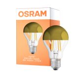 Osram Classic LED E27 Pære Filament Mirror Gull 4W 400lm - 827 Ekstra Varm Hvit | Erstatter 35W
