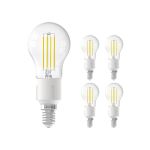 Fordelspakning 5x Calex Smart Tuya Wifi E14 Ball 4.5W 450lm - 818-830 Innstillbar Hvit | dimbar - erstatter 40W 
