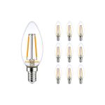 Fordelspakning 10x Noxion Lucent LED E14 Mignon filament klar 2.5W 250lm - 827 ekstra varm hvit | dimbar - erstatter 25W