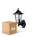 Fordelspakning 4x D'Lite Veggbelysning Helora Svart | IP44 - Egnet for 1x E27 - Bevegelsessensor