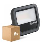 Fordelspakning 6x Ledvance LED Flomlys Aluminium Svart 17W 2200lm 100D - 830 Varm Hvit | IP66 - Symmetrisk