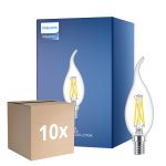 Fordelspakning 10x Philips MASTER LED E14 Bent-tip Mignon Filament Klar 2.5W 340lm - 922-927 Dim To Warm | Beste Fargegjengivelse - Dimbar - Erstatter 25W