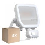 Fordelspakning 4x Ledvance LED Flomlys Aluminium Hvit 17W 2400lm 100D - 840 Kald Hvit | IP65 - Bevegelses- Og Lyssensor - Symmetrisk