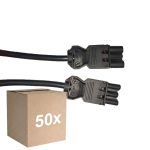 Fordelspakning 50x Noxion GST - Kompatibel Forlengelseskabel Svart - Male + Female - 1m - 3 pole 1,5mm2