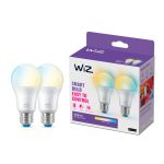Dobbeltpakke 2x WiZ Smart LED E27 Pære Matt 8W 806lm | Beste Fargegjengivelse - Dimbar - Erstatter 60W