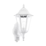 Eglo Veggbelysning Navedo Aluminium Hvit | IP44 - Egnet for 1x E27 - Bevegelsessensor