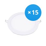 Fordelspakning 15x Bright Choice LED Downlight UltraSlim 15W 1200lm 110D - 840 Kald Hvit | 190mm - Utskjæring 175mm