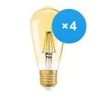 Fordelspakning 4x Ledvance Vintage 1906 LED E27 Pære gull 2.5W 220lm - 824 ekstra varm hvit | erstatter 22W