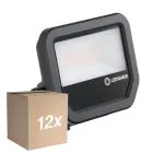 Fordelspakning 12x Ledvance LED Flomlys Aluminium Svart 17W 2400lm 100D - 865 Daglys | IP66 - Symmetrisk
