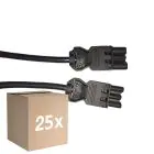 Fordelspakning 25x Noxion GST - Kompatibel Forlengelseskabel Svart - Male + Female - 1m - 3 pole 1,5mm2