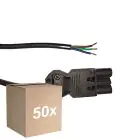 Fordelspakning 50x Noxion GST - Kompatibel Strømforsyningskabel Svart - Male + Åpne ender - 2m - 3 pole 0,75mm2