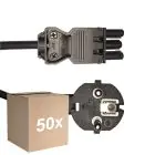 Fordelspakning 50x Noxion GST - Kompatibel Strømforsyningskabel Svart - Female + Schuko Europlug - 3m - 3 pole 0.75mm2