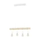 Eglo Pendel Lampe Townshend Stål Hvit Tre | IP20 - Egnet for 4x E27 