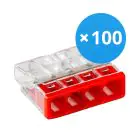 Fordelspakning 100x Wago 2273-204  Koblingsstykke | 4 Ståltråd Forbindelse